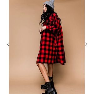 Dressed in LALA Red and Black Plaid Tunic